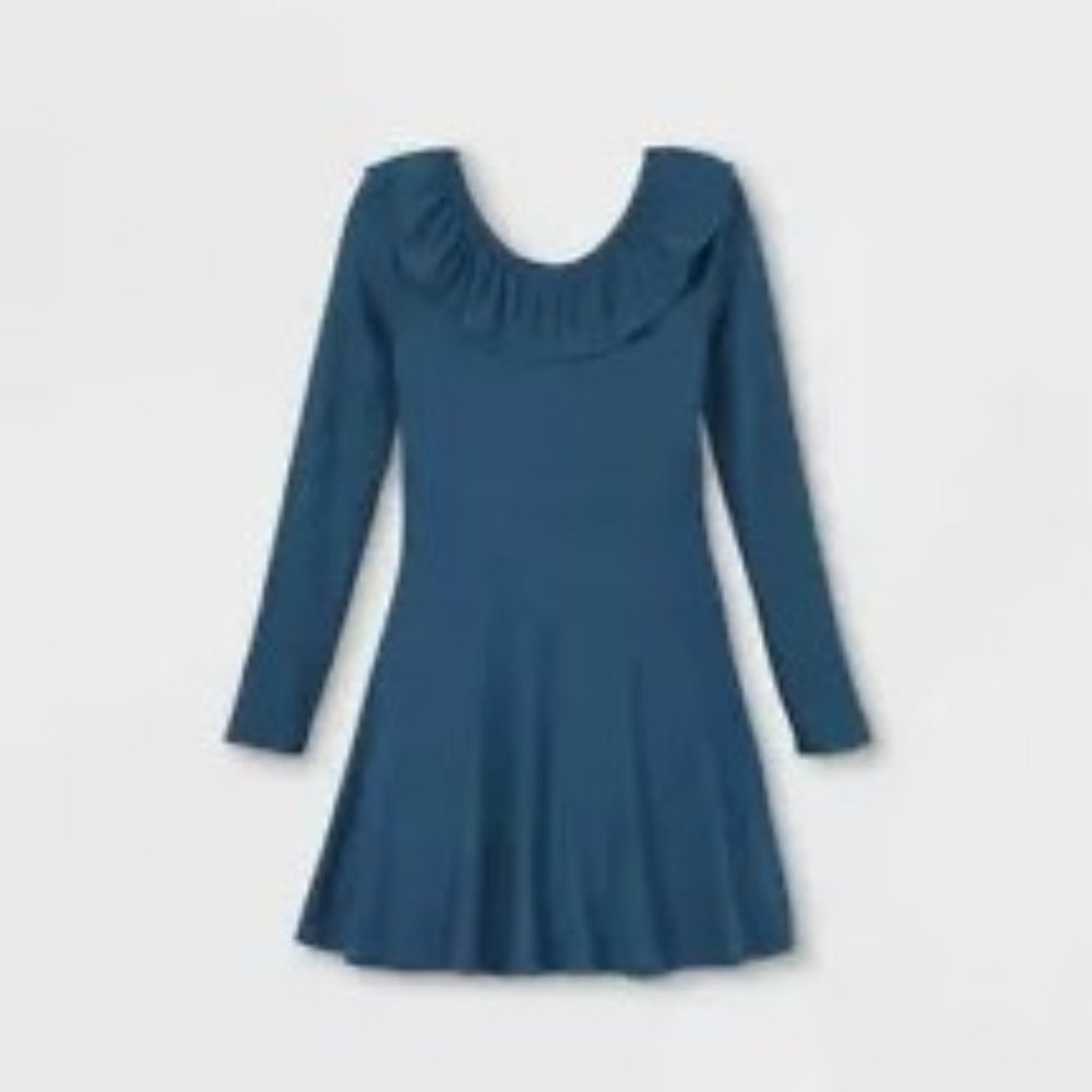 Art Class Dress Girls' Rib Long Sleeve Blue B7